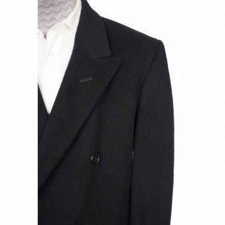 Vintage English Pure Cashmere Mens Overcoat Holt Renfrew Black Coat Large 42R 4