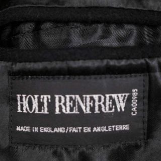 Vintage English Pure Cashmere Mens Overcoat Holt Renfrew Black Coat Large 42R 7