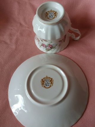 Vintage Royal Crest Pink Roses Bone China Tea Cup & Saucer England 5