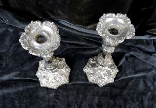 Graff Washburn and Dunn,  York,  NY Floral STERLING Candle Sticks early 1900 ' s 4