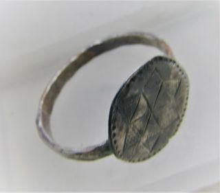LATE BYZANTINE ERA SILVER CRUSADERS RING WITH STAR DESIGN ON BEZEL 2