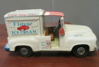 Vintage TIN LITHO FORD F334 FLAVOR ICE CREAM CAR TRUCK FRICTION w/ORIG BOX 3