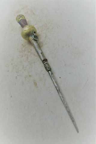 ANCIENT ROMAN SILVER AND GOLD GILDED PIN OR IMPLEMENT.  NEEDS RESEARCH 2