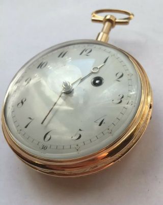 Rare 18k Gold Quarter Repeater On A Bell Verge Fusee Pocket Watch Repeating