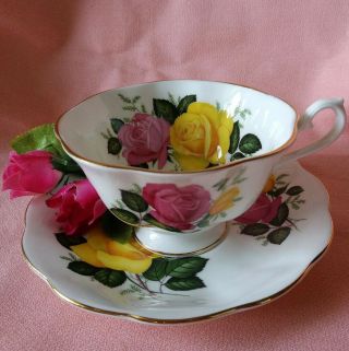 Vintage Royal Albert " June Delight " Bone China Tea Cup & Saucer England