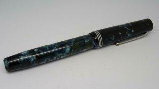 Rare 1940 Omas Lucens Turquoise Celluloid Transparent Fountain Pen Permanio Nib