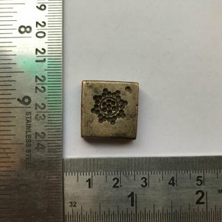 Antique Or Old Bell Metal Jewelry Stamp Die Seal Traditional Flower Pattern