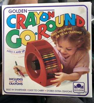 Crayon Go - Round By Golden,  1990.  Complete.  Vintage Toy.  Crayola Compatible