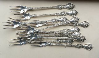 Set Of 12 King Edward Pat 1901 Sterling Silver Whiting Cocktail Forks