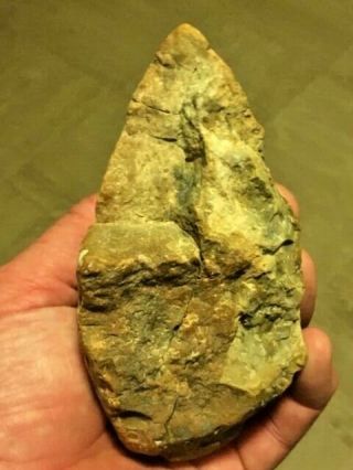 Early Paleolithic Hand Axe With Both Humanoid And Anmal Imagery (uk)