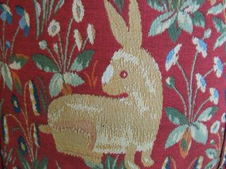 Vintage Goblys Rabbit Tapestry Made Into Newly Created Decorator Pillow 3
