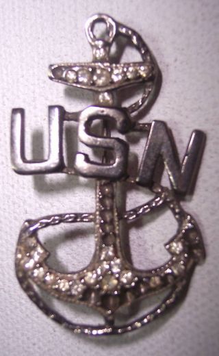 Wwii Usn Us Navy Ship Anchor Sweetheart Sterling Silver B2