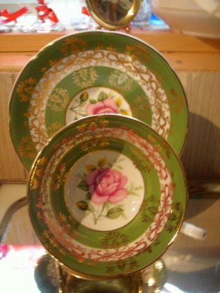 Royal Grafton Gold/red Rose/ Hunter Green Tea Cup & Saucer Wide Mouth A1