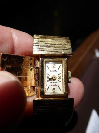 Women ' s Diamond Encrusted Eloga 14 Kt.  Gold Peekaboo Bracelet Watch Rare 2