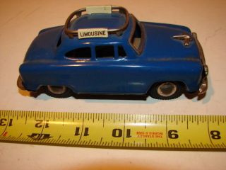 Vintage Metal Tin Friction Car Made In Japan Toy Blue Limousine 5 Inches