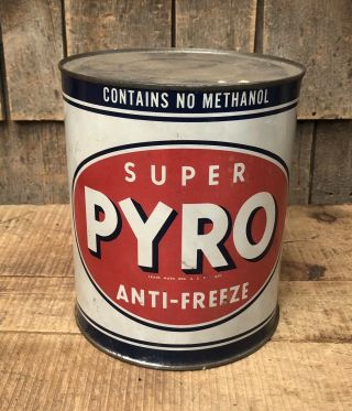 Vintage Pyro Antifreeze Anti Freeze Gas Station 1 Gallon Not Oil Can Nos