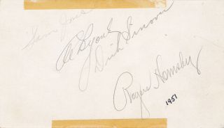 Rogers Hornsby Signed Autograph Cut Scorecard W/ Sam Jones 1951 Vintage
