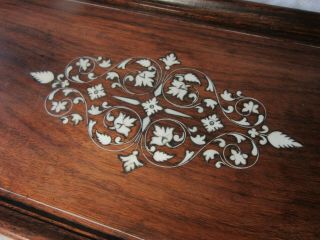 Vintage Indian Rectangular Tray with Floral and Foliate Bone Inlay 18 