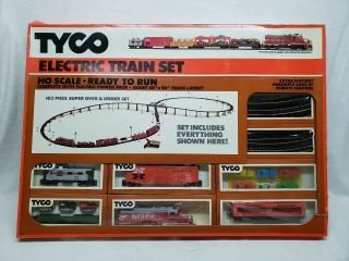 Vintage Tyco Ho Scale Electric Train Set W/ Orange Box Bridge And Trestle Set