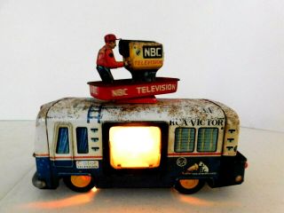 60s ANTIQUE TOY BUS NBC RADIO TELEVISION RCA VICTOR & NIPPER DOG LOGO 4