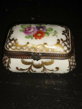 Vintage Trinket Box Hand Painted Singed Rice