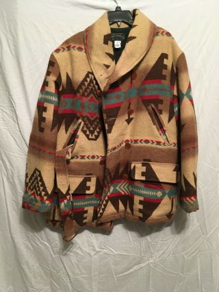 Ralph Lauren Polo Country Navajo Indian Aztec Blanket Jacket W Belt Large L