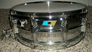 Vintage Ludwig Sensitive - - 14 " Snare Drum - 5 " Deep - B/o Badge