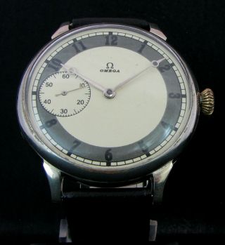 Omega Antique 1936 Rare Large Wristwatch Metal Dial