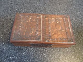 Vintage Arts & Crafts " Bridge Card Box / Copper Inserts