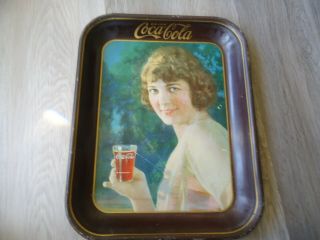 Vintage 1924 Coca Cola Coke Advertising Tray Woman With Soda