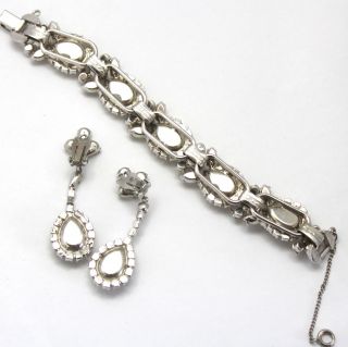 VTG Juliana Clear Pear Shaped Rhinestone Bracelet Dangle Earrings Demi Parure 4