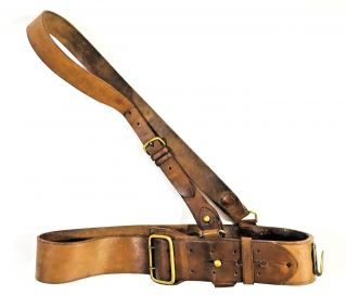 Ww2 Era British Canadian Sam Browne Leather Belt With Cross Strap