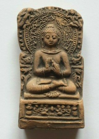 Fine Old Antique Thai Pottery Buddha Amulet Statue Lanna Style Bagan Style 01