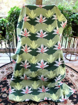 Vintage 40 ' s Barkcloth Fabric 6,  Yds Leaves Berries Green Chartreuse Vat 5