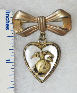 Sterling Silver Ww2 Vintage Usmc Sweetheart Pin Us Marine Corps Ega