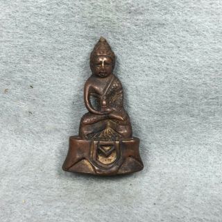 Phra Kring Pawaret Wat Suthat Thai Buddha Amulet Talisman Statue Old Brass Rare