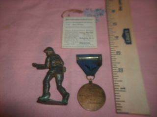 MILITARY MEDAL,  and,  VINTAGE WW1 CAST - IRON TOY SOLDIER,  OLD PATINA,  AS - IS, 4