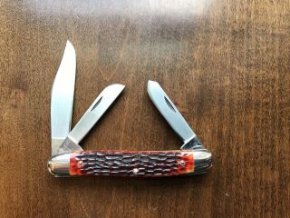 Vintage Case XX 6347 Red Bone Stockman First Model Rare Old Folding Knives 6