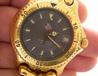 Vintage Tag Heuer Sport Elegance Dive Watch Gold Tone 200m Professional Wg1130 - 0