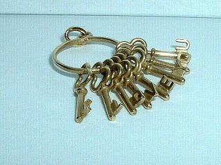 Vintage 14k Yellow Gold I Love You Skeleton Keys Key Charm Pendant