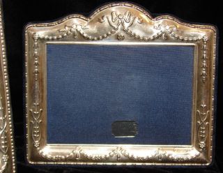 2 CARR ' S 1995 ENGLISH HALLMARKED STERLING SILVER PICTURE FRAMES BOWS & FLOWERS 5
