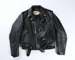 Schott Perfecto Mens Vintage Black Leather Motorcycle Biker Jacket Size 38 Usa