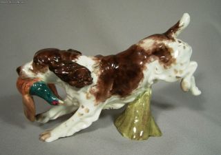 Rare Vintage Royal Worcester Porcelian Spaniel Dog With Pheasent 3311