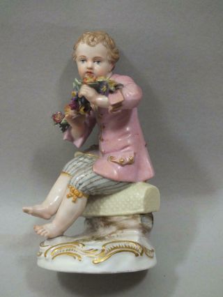 A Fine Meissen Porcelain Male Figure With Flowers Marked 19th Century
