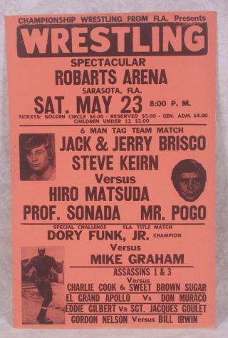 Vintage Nwa Florida Championship Wrestling Poster 1980 Sarasota Brisco Bros