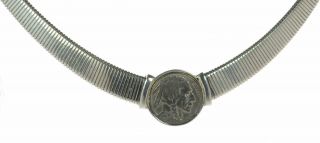 Vintage Joseph Esposito Solid 925 Sterling Silver 1937 Indian Head Necklace.
