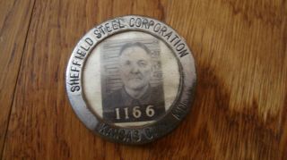 Antique Sheffield Steel Worker Kansas City MO WWII Era Employee ID Photo Badge 2