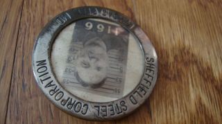 Antique Sheffield Steel Worker Kansas City MO WWII Era Employee ID Photo Badge 5
