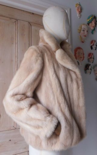 Exquisite Real Fur 24 " Long " Tourmaline " Creamy Blonde Mink Jacket - Uk Size 10 12