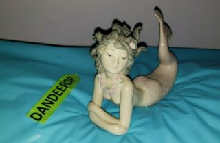 Lladro Daisa Spain Fantasy Mermaid Laying Down Porcelain Figurine Vintage 1414